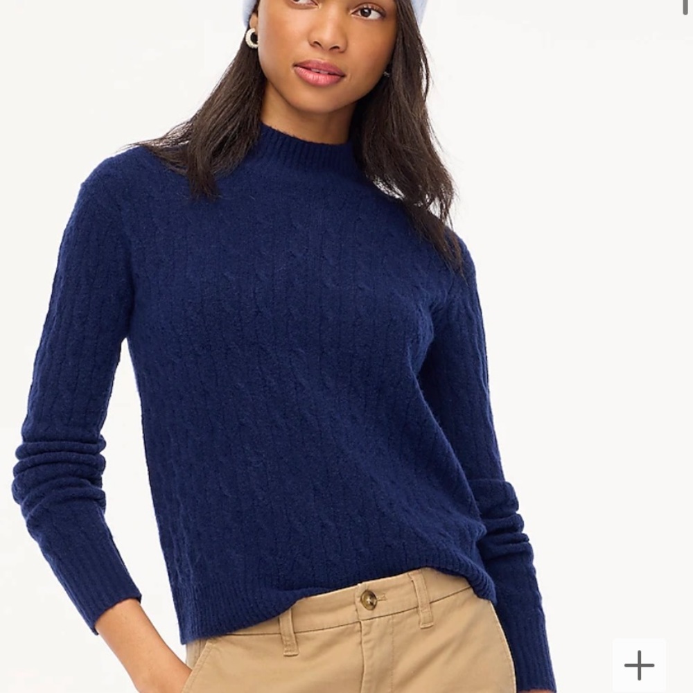 J.crew factory Cable-knit mockneck sweater in extra-soft yarn